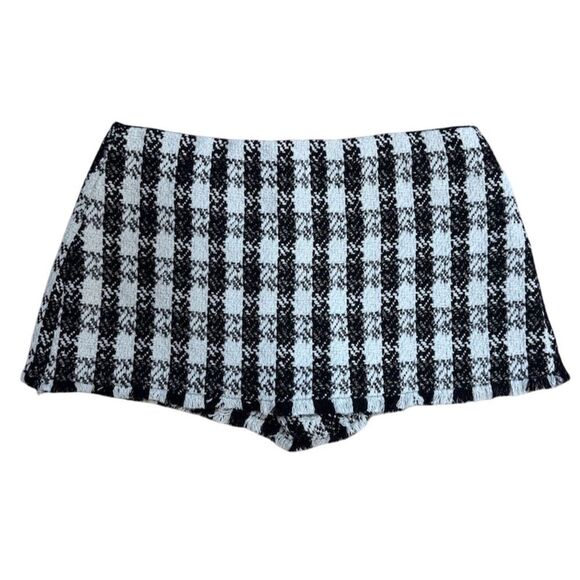 EUC Alice and Olivia Women's Tweed Check Mini Skort Black and White Size 10 - Picture 1 of 5
